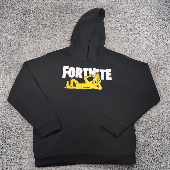 Fortnite Hoodie Youth Extra Large Black Pullover Banana Fleece Gamer Sweatshirt - Picture 1 of 6